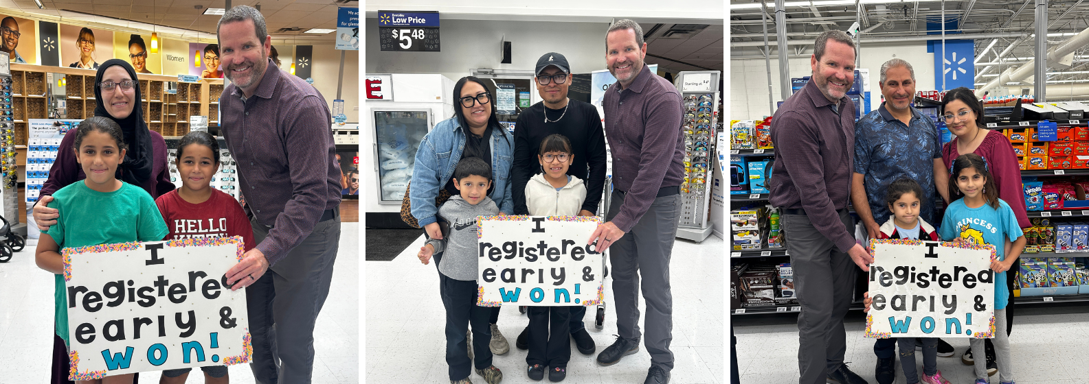 families with principal at shopping spree